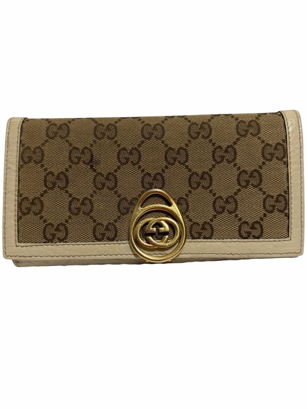 Gucci Off White GG Canvas Continental Wallet